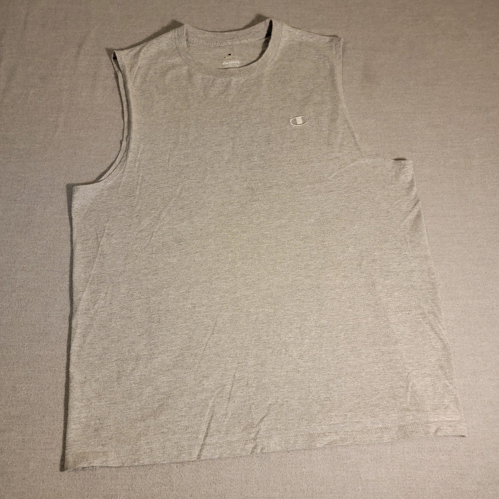 Champion Muscle Tee Mens M Gray Excellent Sleeveless Embroidered Tank Top 792